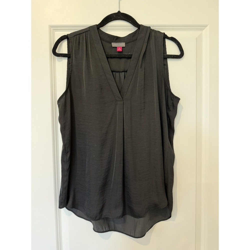 Vince Camuto Sleeveless Black V-Neck Blouse Top Womens Size Medium